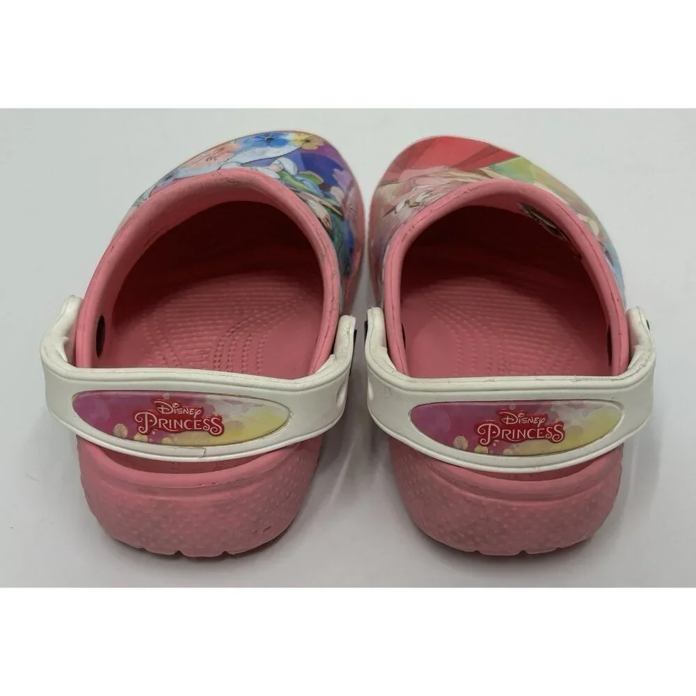 Disney princess Crocs Girls Size C10 Pink Classic Clogs Youth Ariel Rupunzel